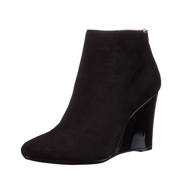 Calvin Klein Charlaine Black Suede Wedge Pointed Toe Ankle Booties 9.5 - Picture 12 of 12